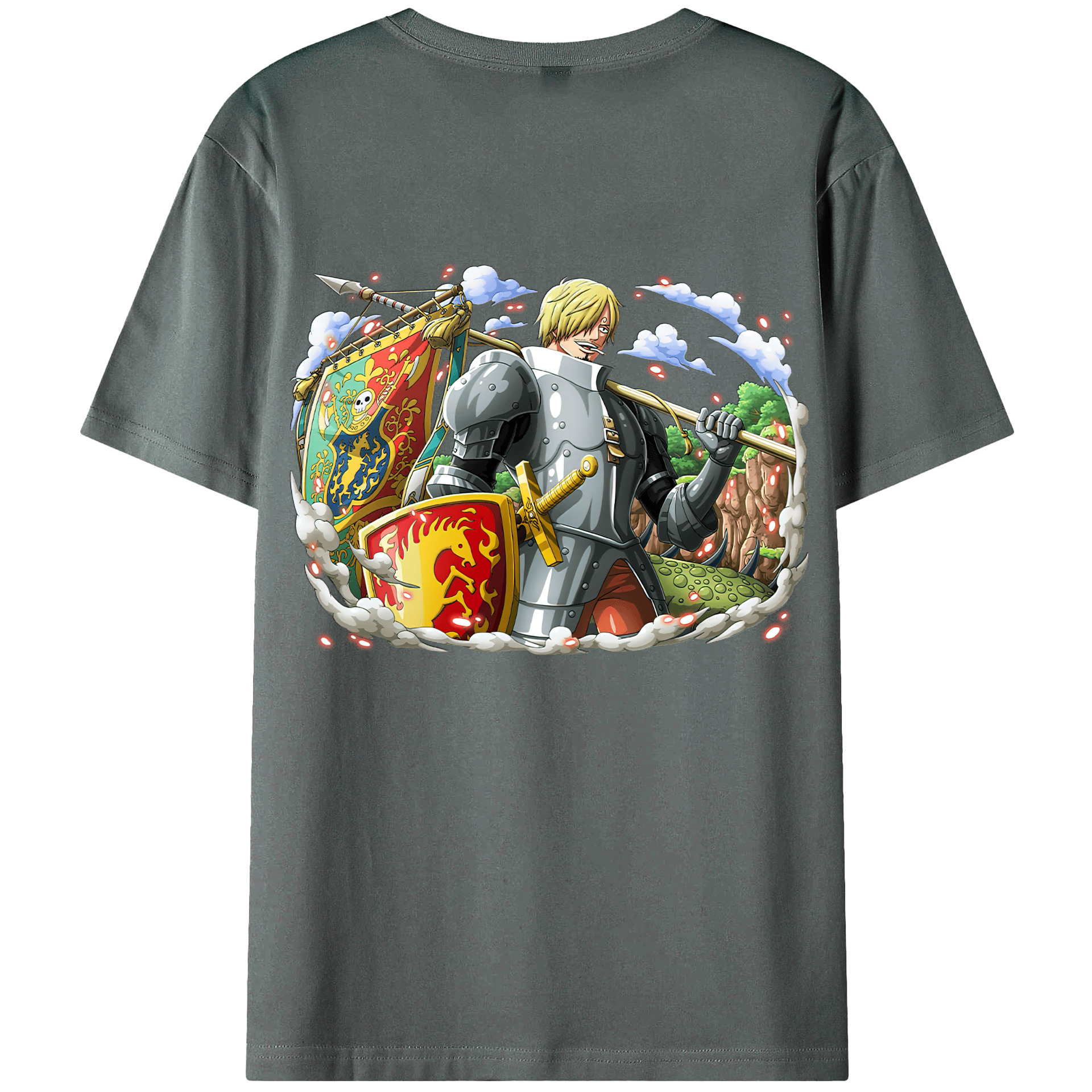 （画像用） ワンピース サンジ ONE PIECE Sanji 綿100％ メンズ半袖Tシャツ（バックプリント） 通気性